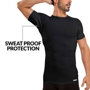 EJIS Men's Crew Neck Micro Modal Sweat Proof Black Undershirt - Size Large